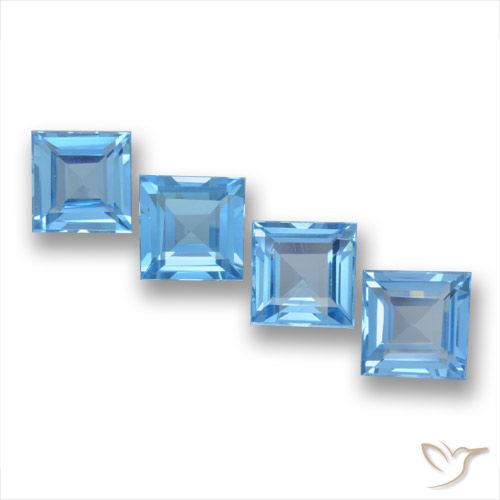 7.25ctw Natural Swiss Blue Topaz, Square, VVS-VS