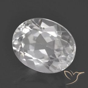 3.85 ct White Topaz Stone, Natural Topaz in Oval Facet Shape for Sale