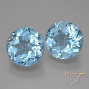 6.45 ctw Blue Topaz Stones, Natural Topaz in Round Facet Shape for Sale