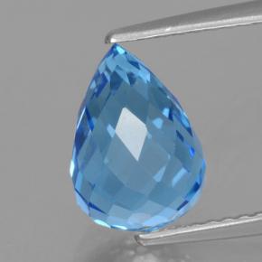 Azul oscuro Topacio Gema - 3.8ct Briolette lágrima no perforado (ID: 466859)