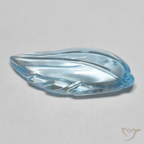 8.43 ct Blue Topaz Stone, Natural Topaz in Carved Leaf Shape for Sale