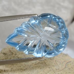 12.38 ct Blue Topaz Stone, Natural Topaz in Carved Leaf Shape for Sale