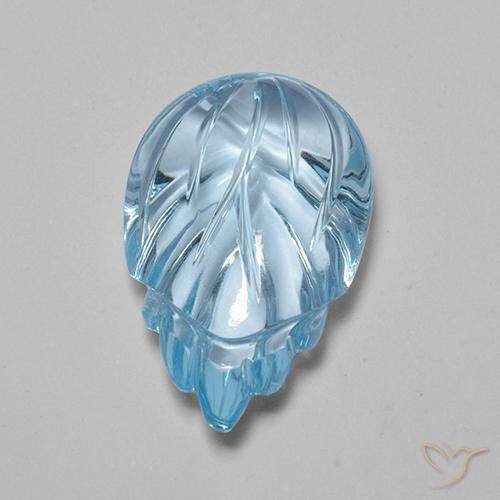 10.76 ct Blue Topaz Stone, Natural Topaz in Carved Leaf Shape for Sale