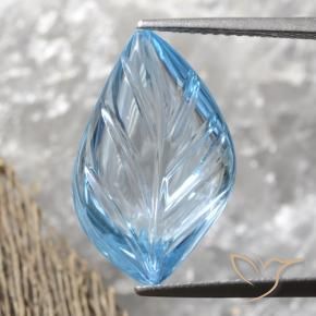 9.21 ct Blue Topaz Stone, Natural Topaz in Carved Leaf Shape for Sale