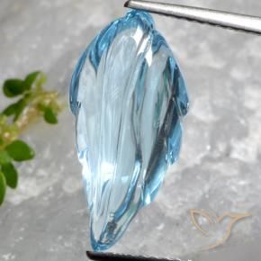 6.92 ct Blue Topaz Stone, Natural Topaz in Carved Leaf Shape for Sale