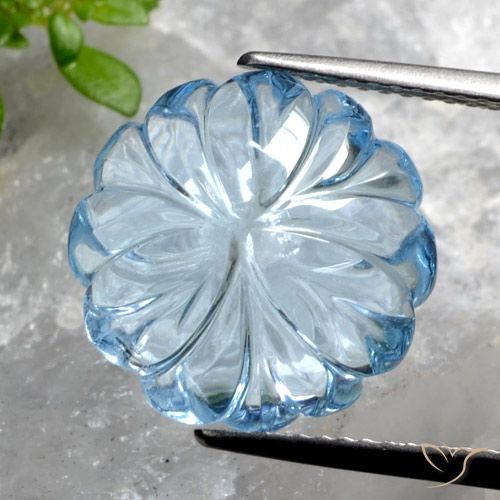 8.55ct Natural Sky Blue Topaz, Flower Cut, Transparent