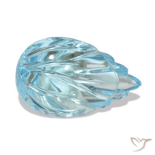 12.09 ct Blue Topaz Stone, Natural Topaz in Carved Leaf Shape for Sale