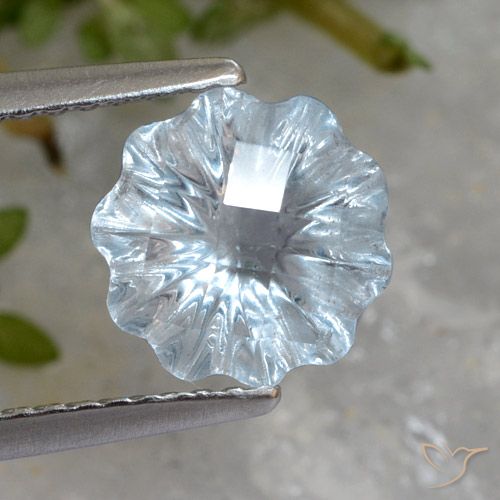 1.90ct Natural Sky Blue Topaz, Flower Cut, Transparent
