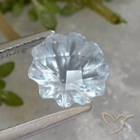 1.90 ct Blue Topaz Stone, Natural Topaz in Carved Flower Shape for Sale