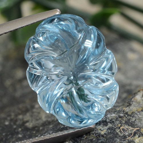 11.77ct Natural Sky Blue Topaz, Flower Cut, Transparent