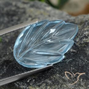 9.19 ct Blue Topaz Stone, Natural Topaz in Fantasy Carved Leaf Shape for Sale