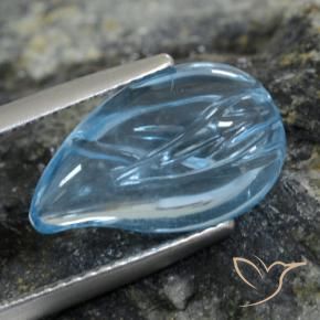 7.25 ct Blue Topaz Stone, Natural Topaz in Carved Leaf Shape for Sale