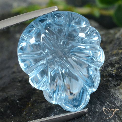 15.42ct Natural Swiss Blue Topaz, Flower Cut, Transparent