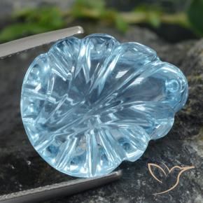 15.42 ct Blue Topaz Stone, Natural Topaz in Fantasy Carved Leaf Shape for Sale
