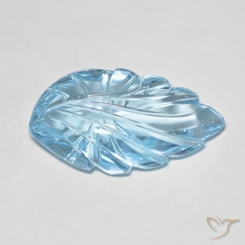 24.36 ct Blue Topaz Stone, Natural Topaz in Carved Leaf Shape for Sale