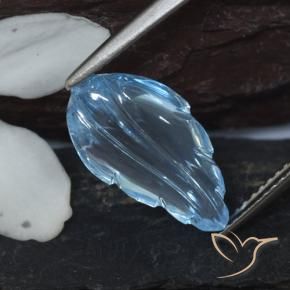 6.11 ct Blue Topaz Stone, Natural Topaz in Carved Leaf Shape for Sale
