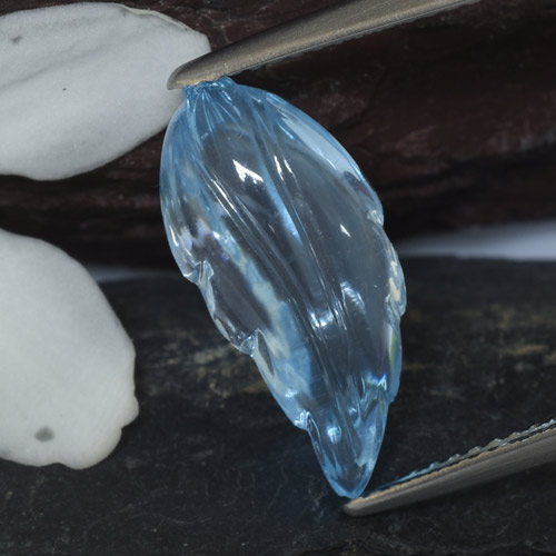 hellblau Topas Edelstein - 5.6ct Geschnitztes Blatt (ID: 474861)