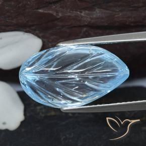 8.20 ct Blue Topaz Stone, Natural Topaz in Fantasy Carved Leaf Shape for Sale