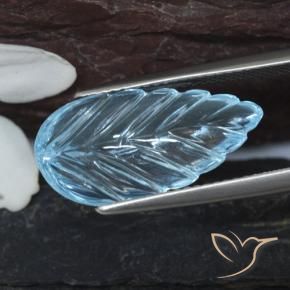 6.89 ct Blue Topaz Stone, Natural Topaz in Carved Leaf Shape for Sale