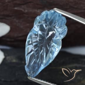 12.84 ct Blue Topaz Stone, Natural Topaz in Carved Leaf Shape for Sale