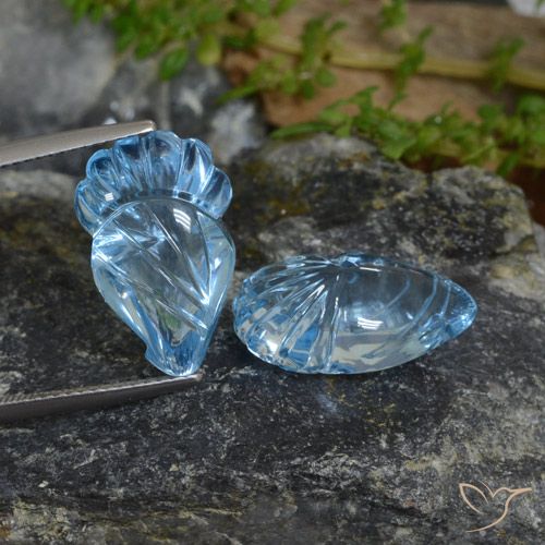 23.02 ct Swiss Blue Topaz, 17.3 x 11.1 mm Carved From Brazil, Photo A