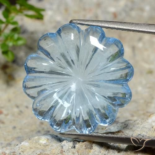 12.02ct Natural Sky Blue Topaz, Flower Cut, Transparent
