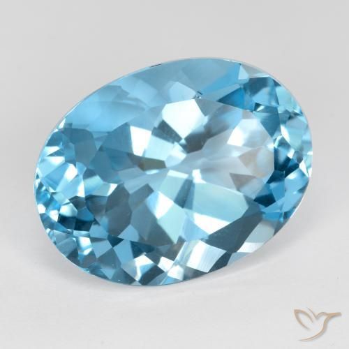 22.02 ct Blue Topaz Stone, Natural Topaz in Oval Facet Shape for Sale