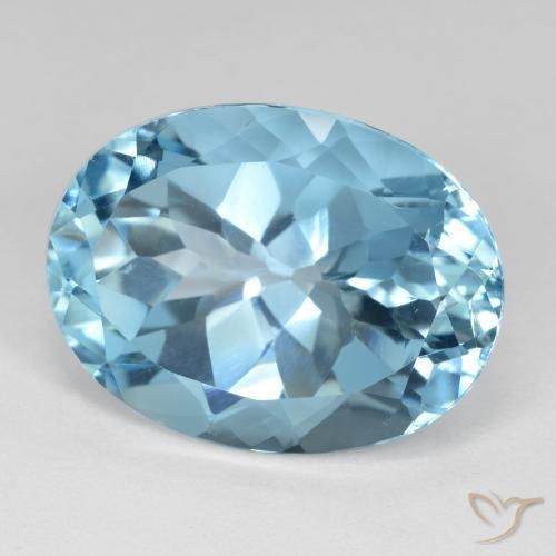 22.58 ct Blue Topaz Stone, Natural Topaz in Oval Facet Shape for Sale