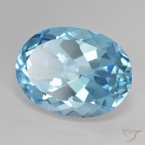 22.75 ct Blue Topaz Stone, Natural Topaz in Oval Facet Shape for Sale