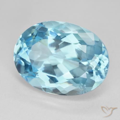 23.72 ct Blue Topaz Stone, Natural Topaz in Oval Facet Shape for Sale