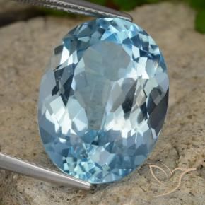 22.93 ct Blue Topaz Stone, Natural Topaz in Oval Facet Shape for Sale