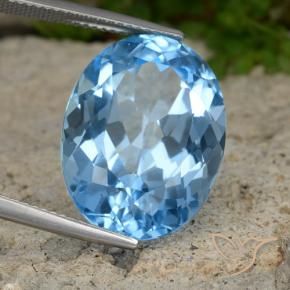 22.74 ct Blue Topaz Stone, Natural Topaz in Oval Facet Shape for Sale