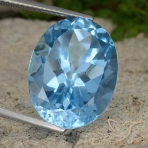 22.32 ct Blue Topaz Stone, Natural Topaz in Oval Facet Shape for Sale