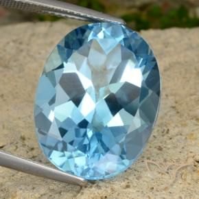 21.34 ct Blue Topaz Stone, Natural Topaz in Oval Facet Shape for Sale