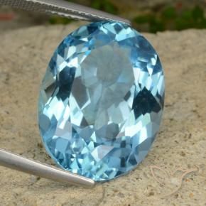 21.79 ct Blue Topaz Stone, Natural Topaz in Oval Facet Shape for Sale
