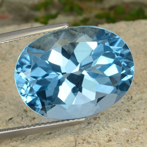 21.13ct Loose Swiss Blue Topaz Gemstone | Oval Cut | 19.9 x 15.1 mm ...