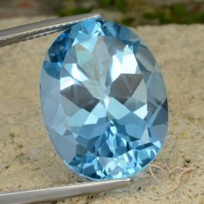 21.13 ct Blue Topaz Stone, Natural Topaz in Oval Facet Shape for Sale