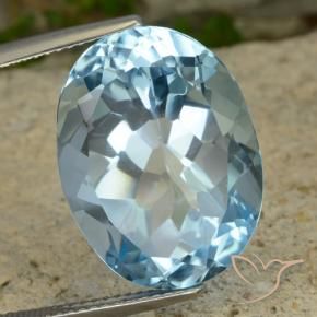 21.61 ct Blue Topaz Stone, Natural Topaz in Oval Facet Shape for Sale
