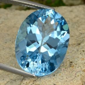 22.63 ct Blue Topaz Stone, Natural Topaz in Oval Facet Shape for Sale