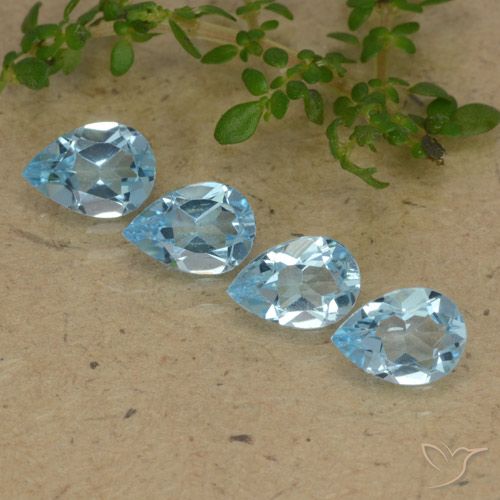 2.92ctw Natural Sky Blue Topaz, Pear Shape, VVS-VS