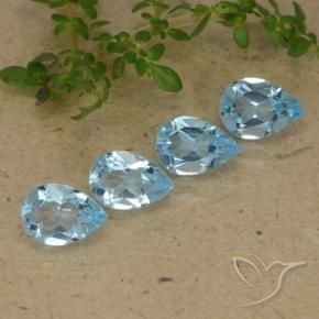 2.92 ctw Blue Topaz Stones, Natural Topaz in Pear Facet Shape for Sale