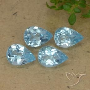 3.07 ctw Blue Topaz Stones, Natural Topaz in Pear Facet Shape for Sale