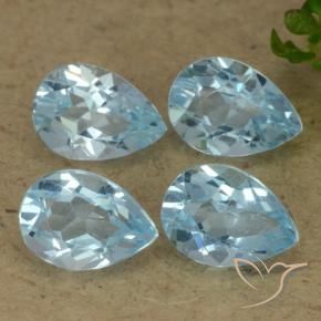 3.19 ctw Blue Topaz Stones, Natural Topaz in Pear Facet Shape for Sale