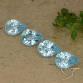 2.91 ctw Blue Topaz Stones, Natural Topaz in Pear Facet Shape for Sale