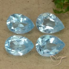 3.49 ctw Blue Topaz Stones, Natural Topaz in Pear Facet Shape for Sale