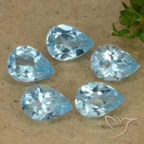 3.39 ctw Blue Topaz Stones, Natural Topaz in Pear Facet Shape for Sale
