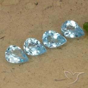 3.01 ctw Blue Topaz Stones, Natural Topaz in Pear Facet Shape for Sale