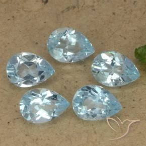 4.14 ctw Blue Topaz Stones, Natural Topaz in Pear Facet Shape for Sale