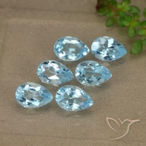 3.10 ctw Blue Topaz Stones, Natural Topaz in Pear Facet Shape for Sale