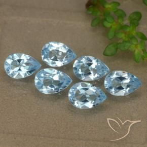 3.06 ctw Blue Topaz Stones, Natural Topaz in Pear Facet Shape for Sale